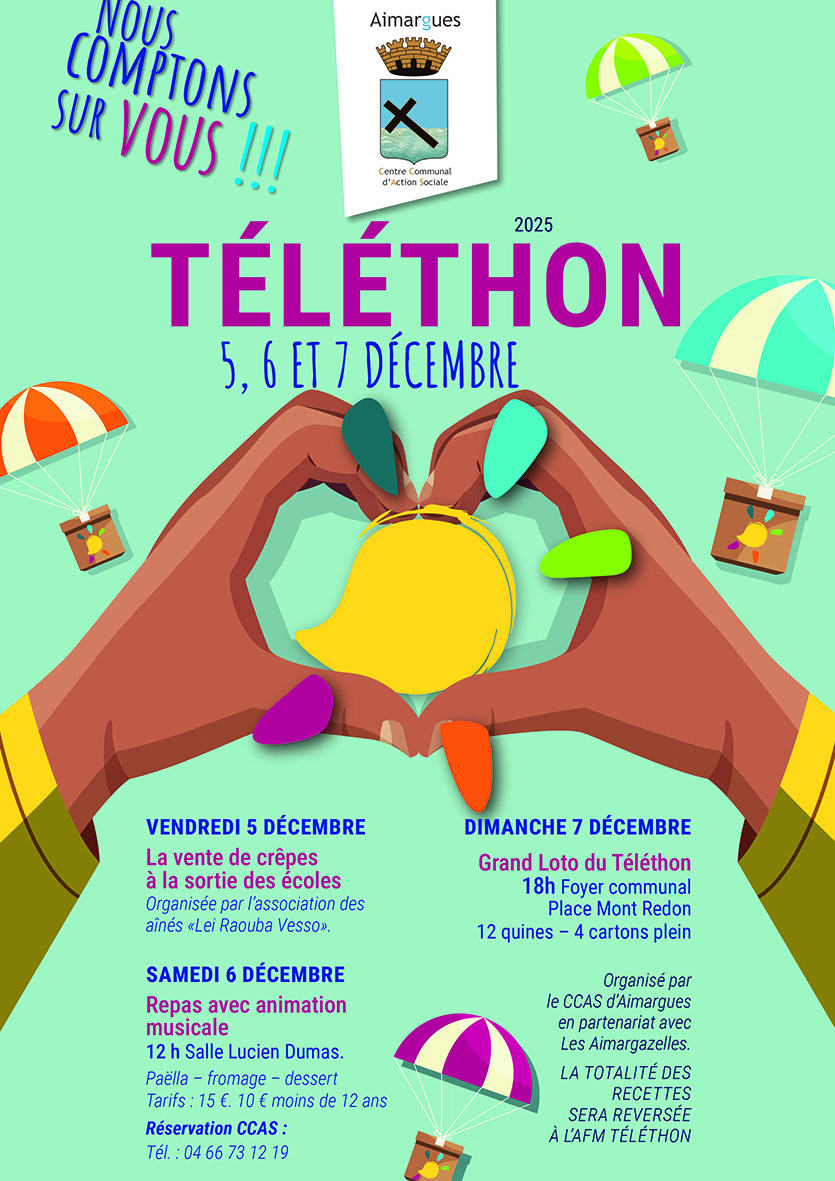 Téléthon - Les 05 , 06 & 07 décembre à Aimargues